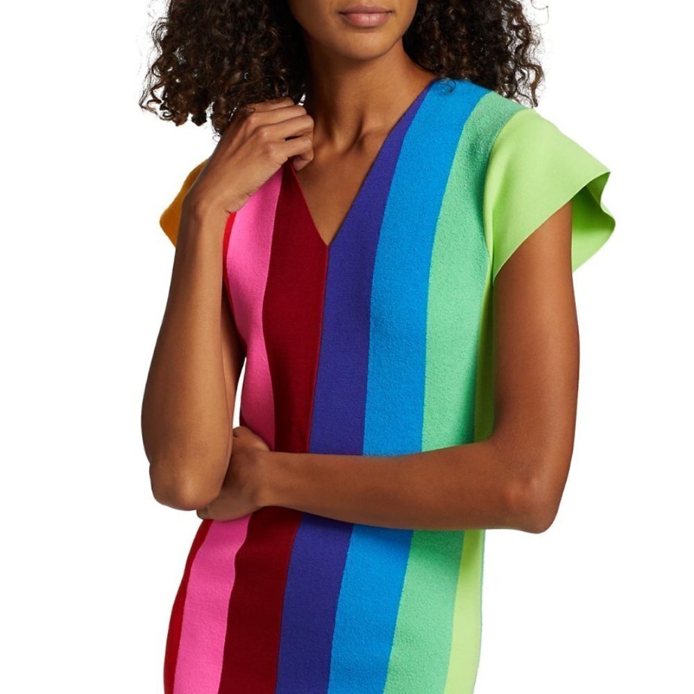 Christopher John‎ Rogers Striped Cap-Sleeve Midi-Dress - Picture 6 of 7